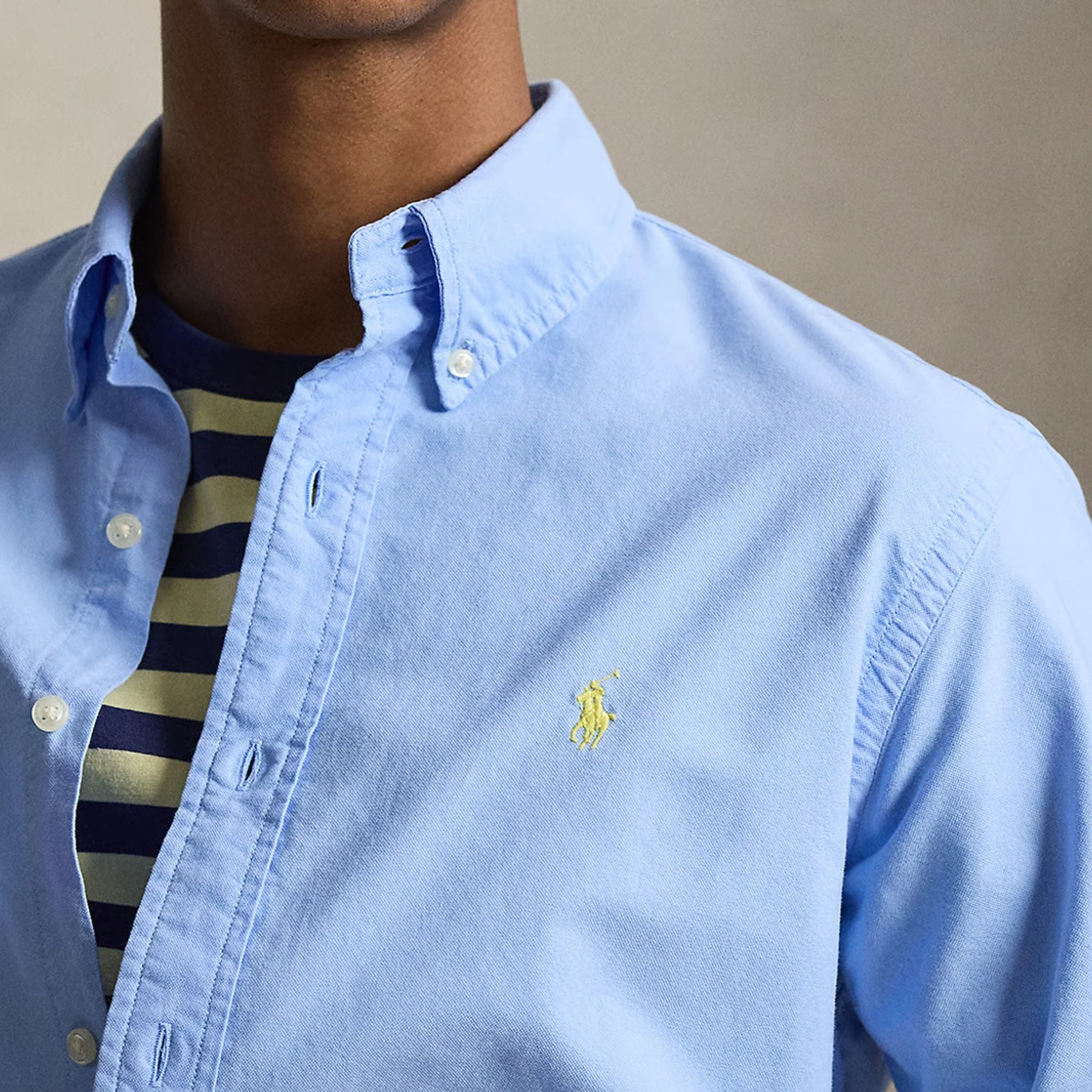 Polo Ralph Lauren Custom Fit Garment-Dyed Oxford Shirt Austin Blue - Image 3