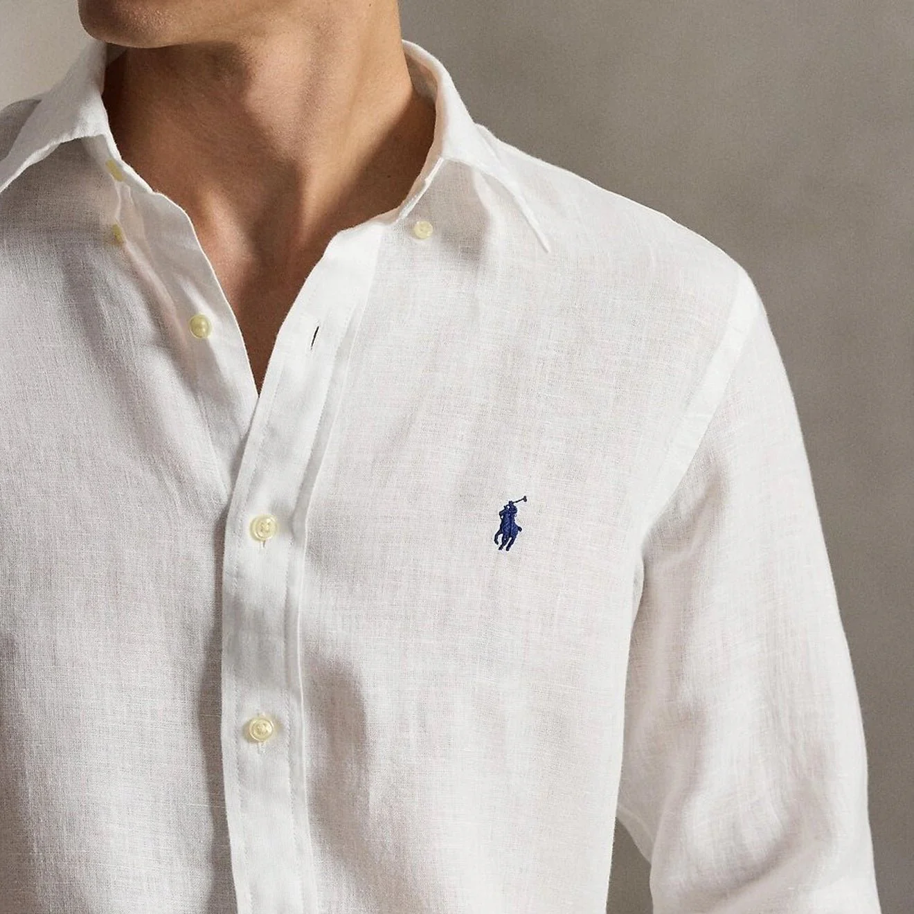 Polo Ralph Lauren Custom Fit Linen Shirt White - Image 4