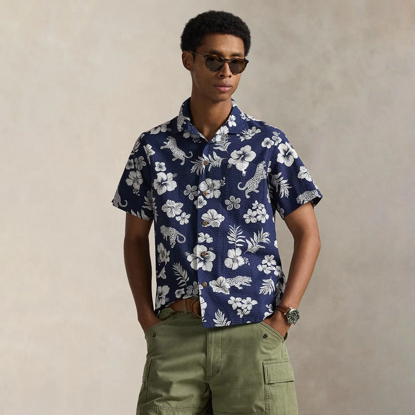 Polo Ralph Lauren Custom Fit Striped Linen Shirt Jaguar Tropical - Image 2