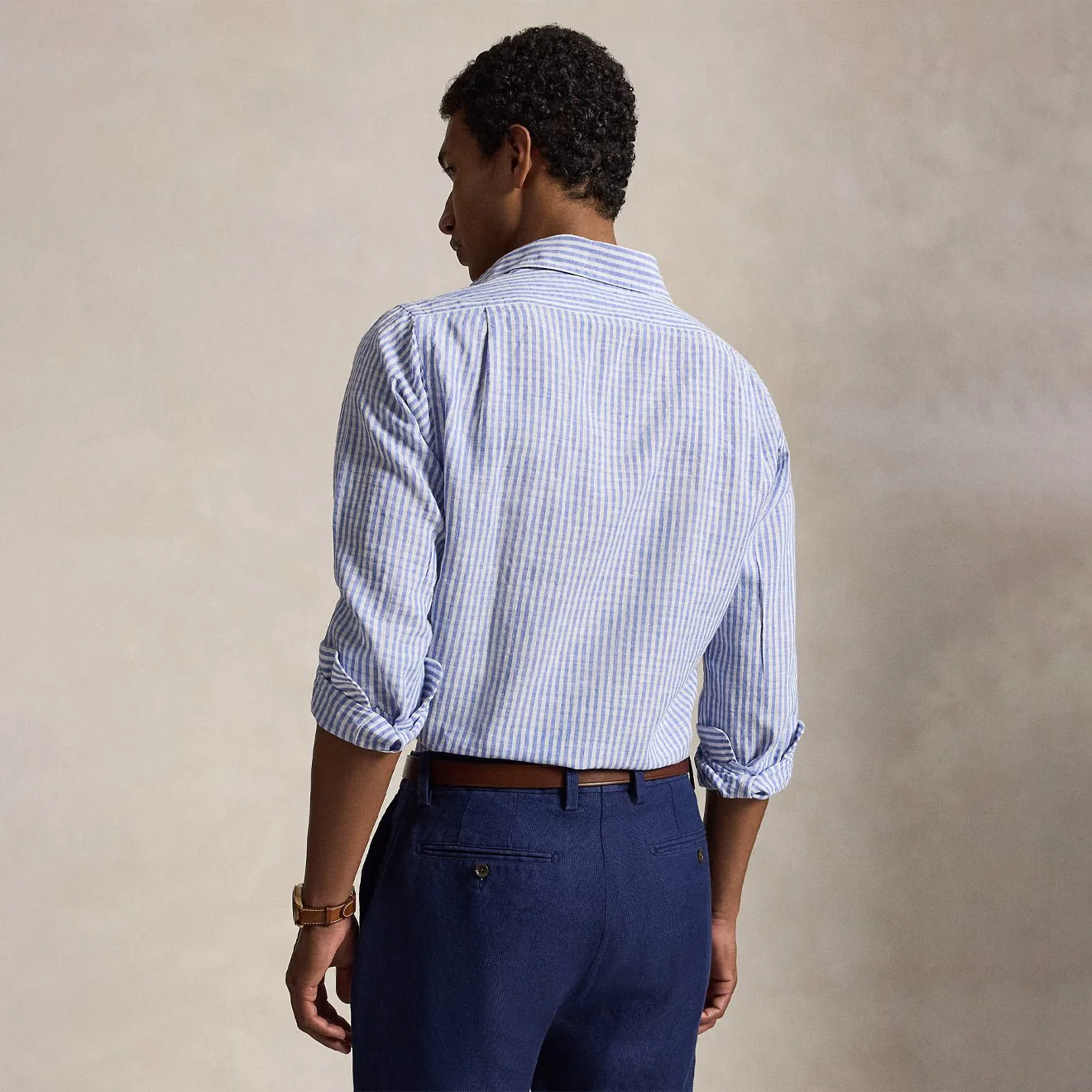 Polo Ralph Lauren Custom Fit Striped Seersucker Shirt Blue White - Image 3