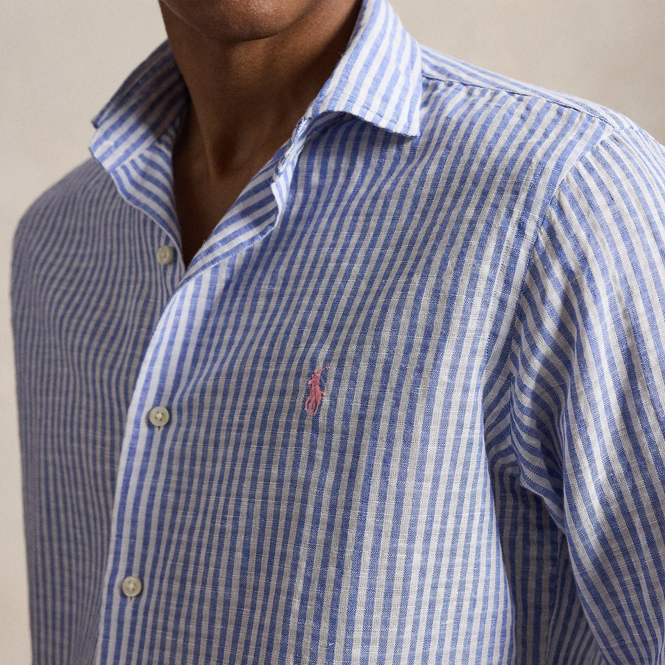 Polo Ralph Lauren Custom Fit Striped Seersucker Shirt Blue White - Image 4