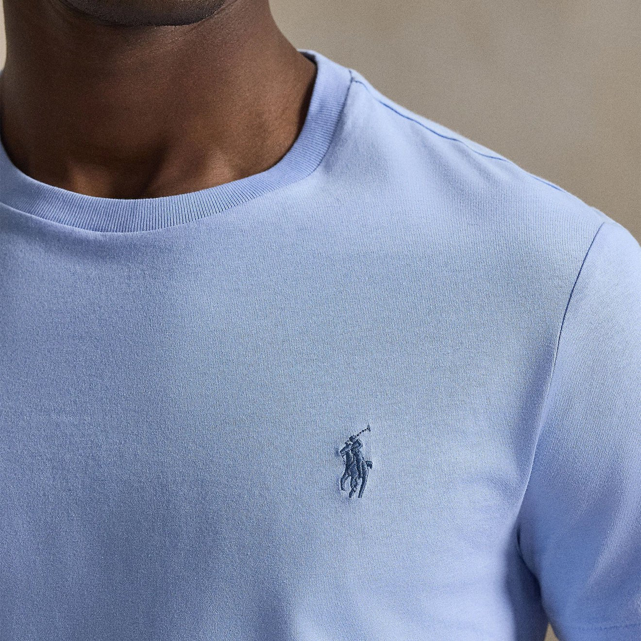 Polo Ralph Lauren Custom Slim Fit Jersey Crewneck T-Shirt Blue Lagoon - Image 4