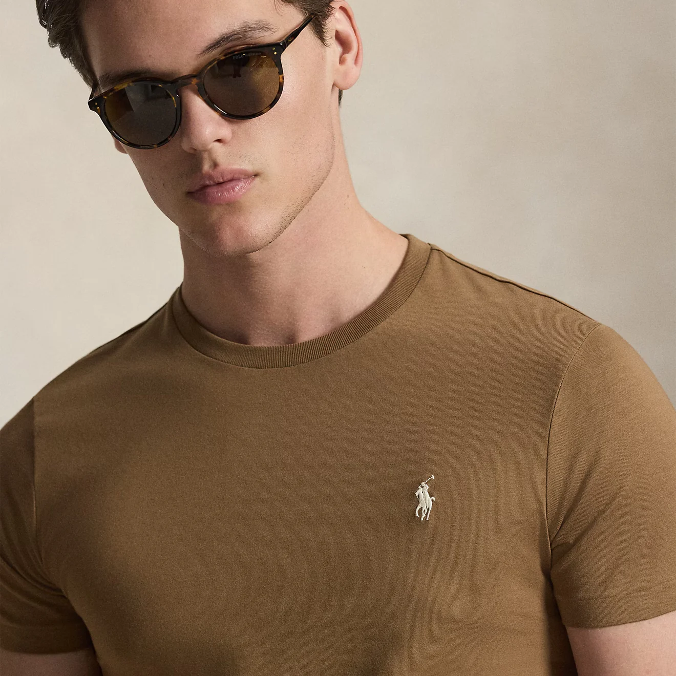 Polo Ralph Lauren Custom Slim Fit Jersey Crewneck T-Shirt RL Brown - Image 4
