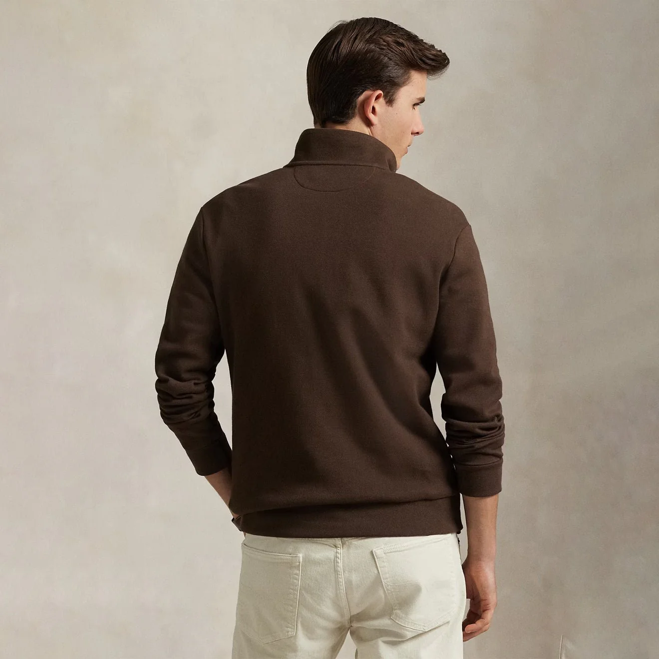 Polo Ralph Lauren Double-Knit Mesh Quarter-Zip Pullover Nutmeg Brown - Image 3