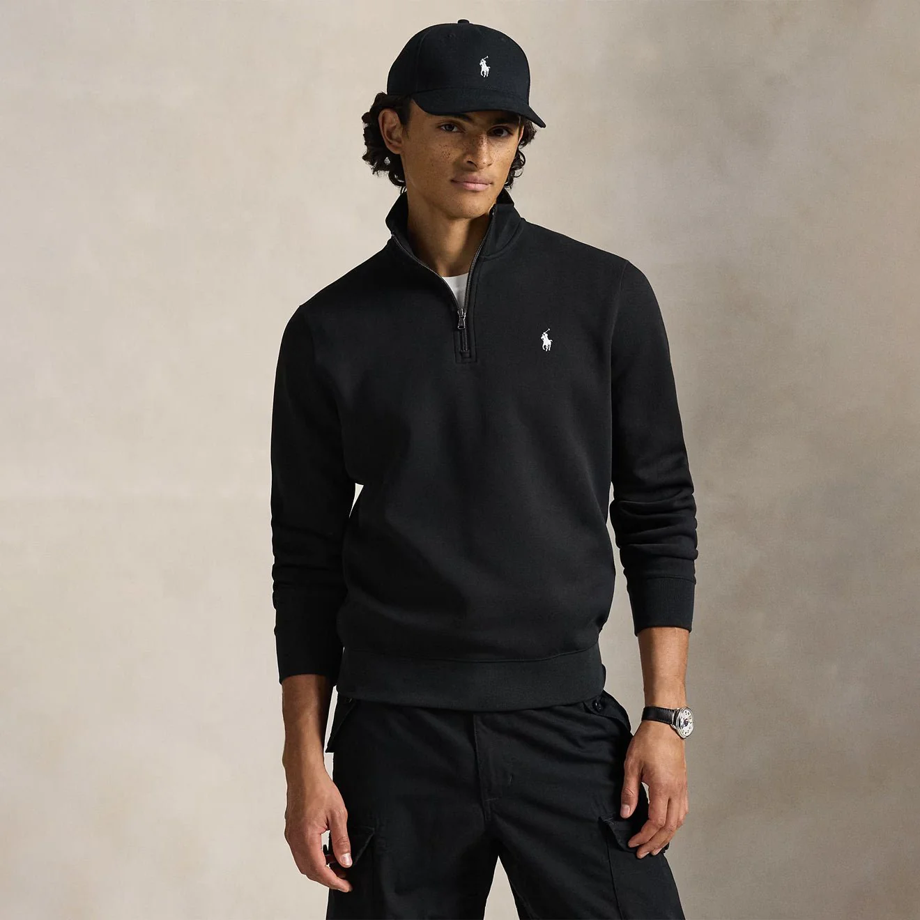 Polo Ralph Lauren Double-Knit Quarter-Zip Pullover Black - Image 2