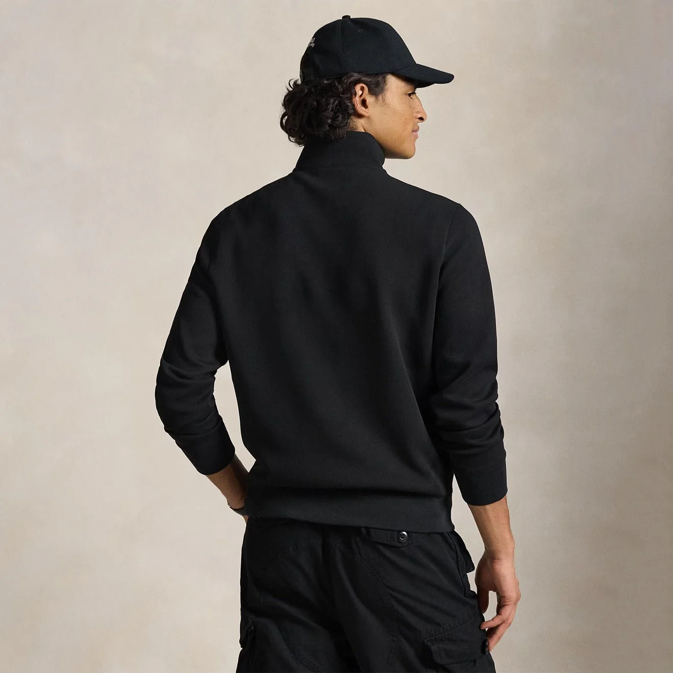 Polo Ralph Lauren Double-Knit Quarter-Zip Pullover Black - Image 3