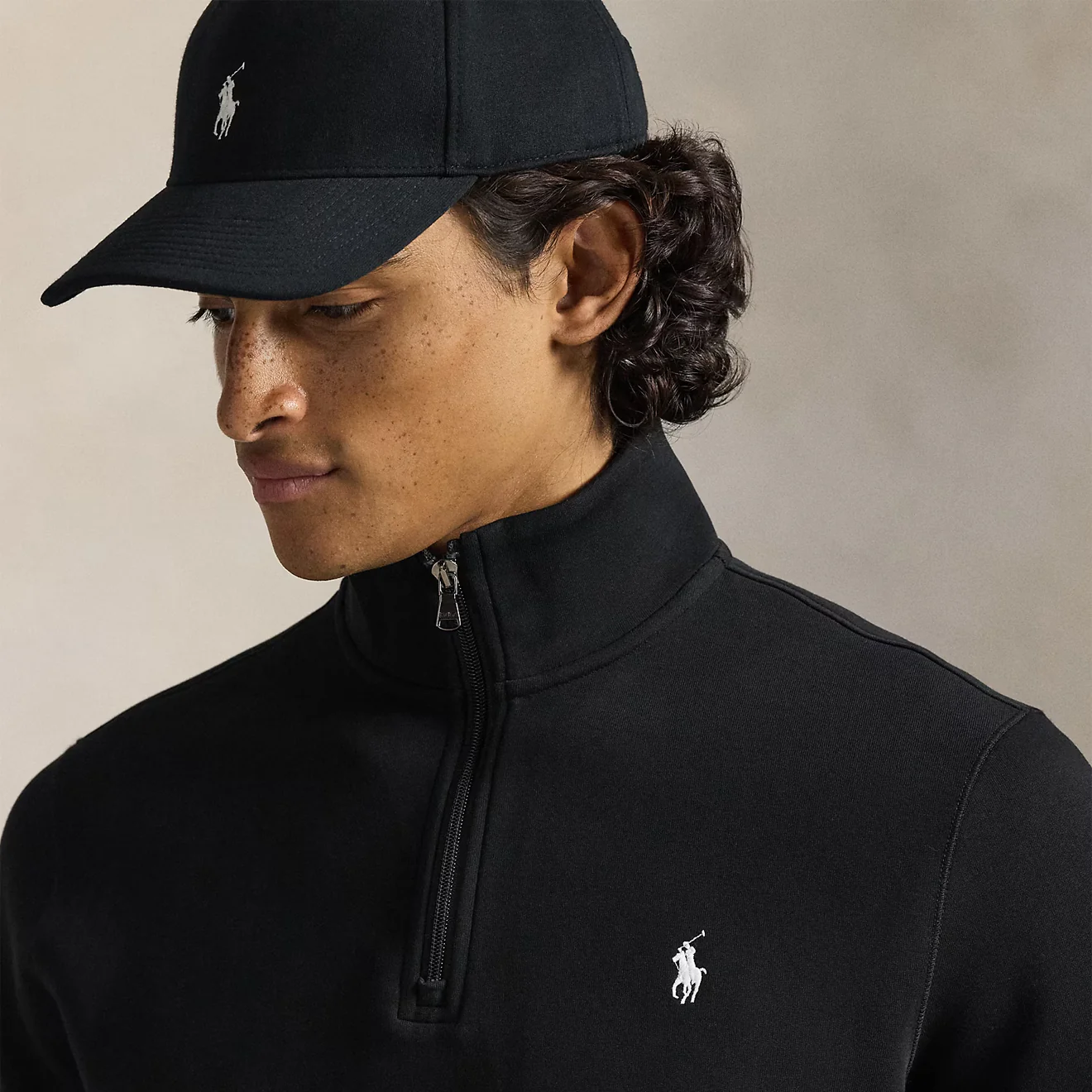 Polo Ralph Lauren Double-Knit Quarter-Zip Pullover Black - Image 4
