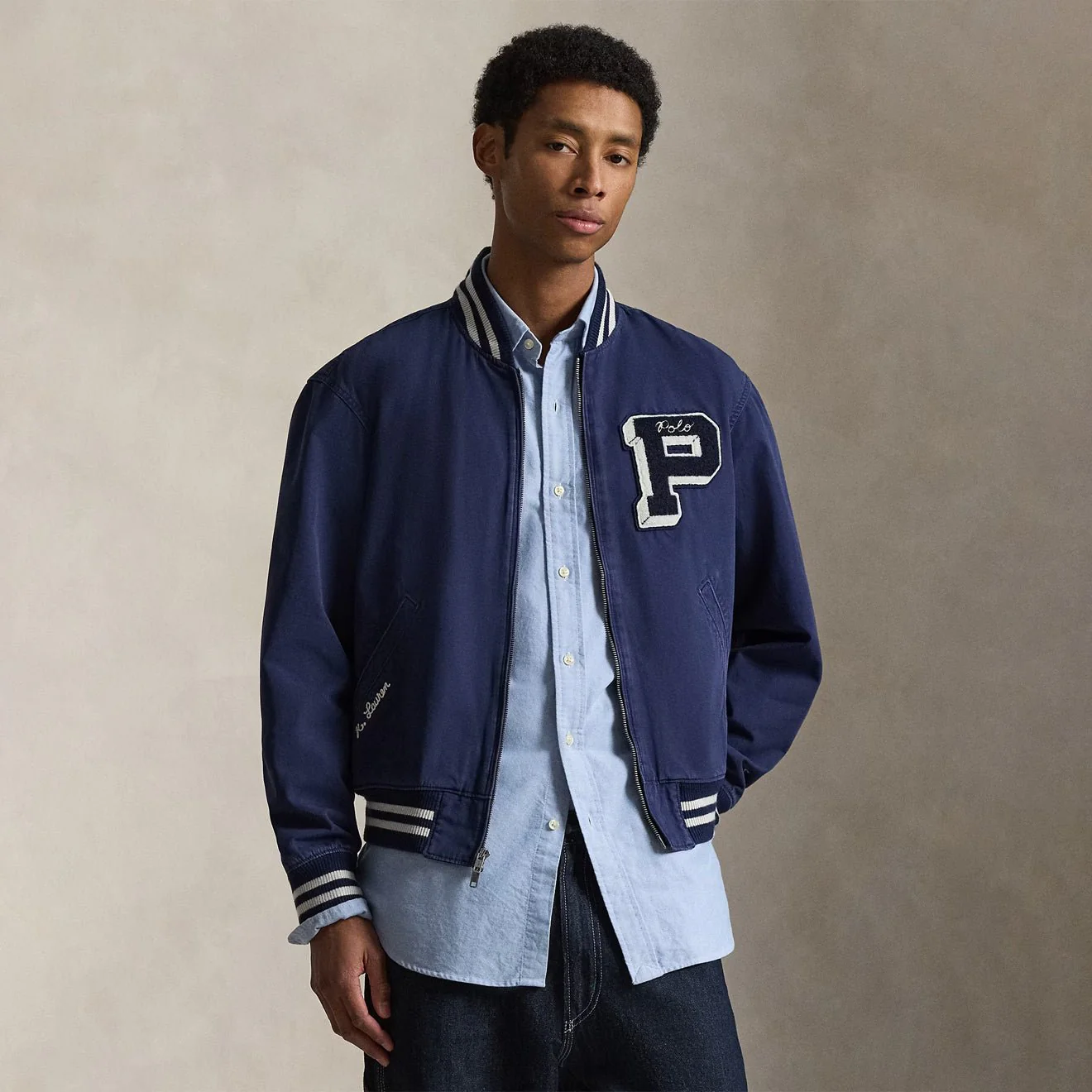 Polo Ralph Lauren Embroidered Canvas Track Jacket Newport Navy - Image 2