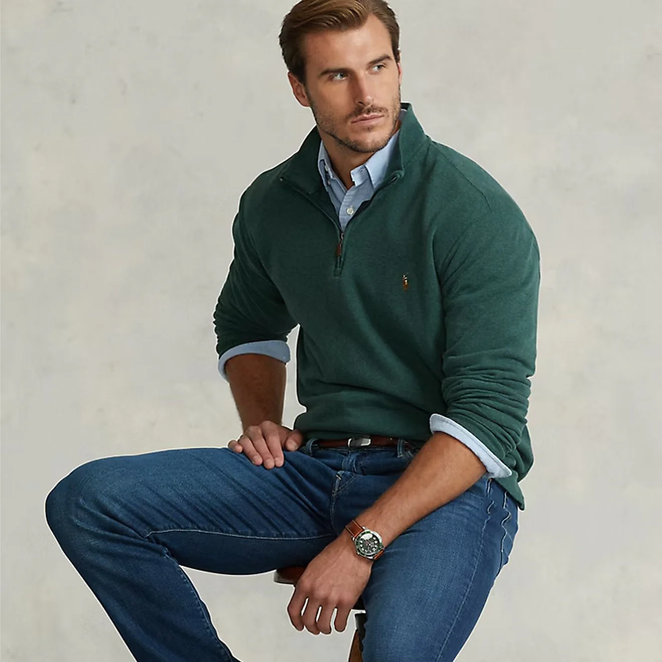 Polo Ralph Lauren Estate-Rib Quarter-Zip Pullover Scotch Pine Heather - Image 4