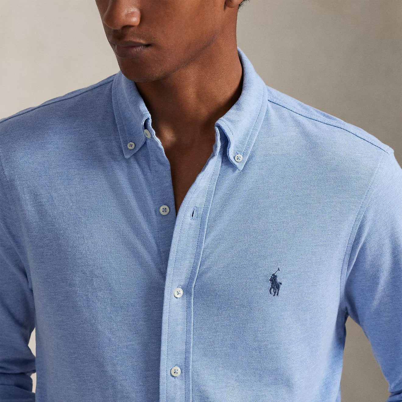 Polo Ralph Lauren Featherweight Mesh Shirt Isle Heather - Image 4