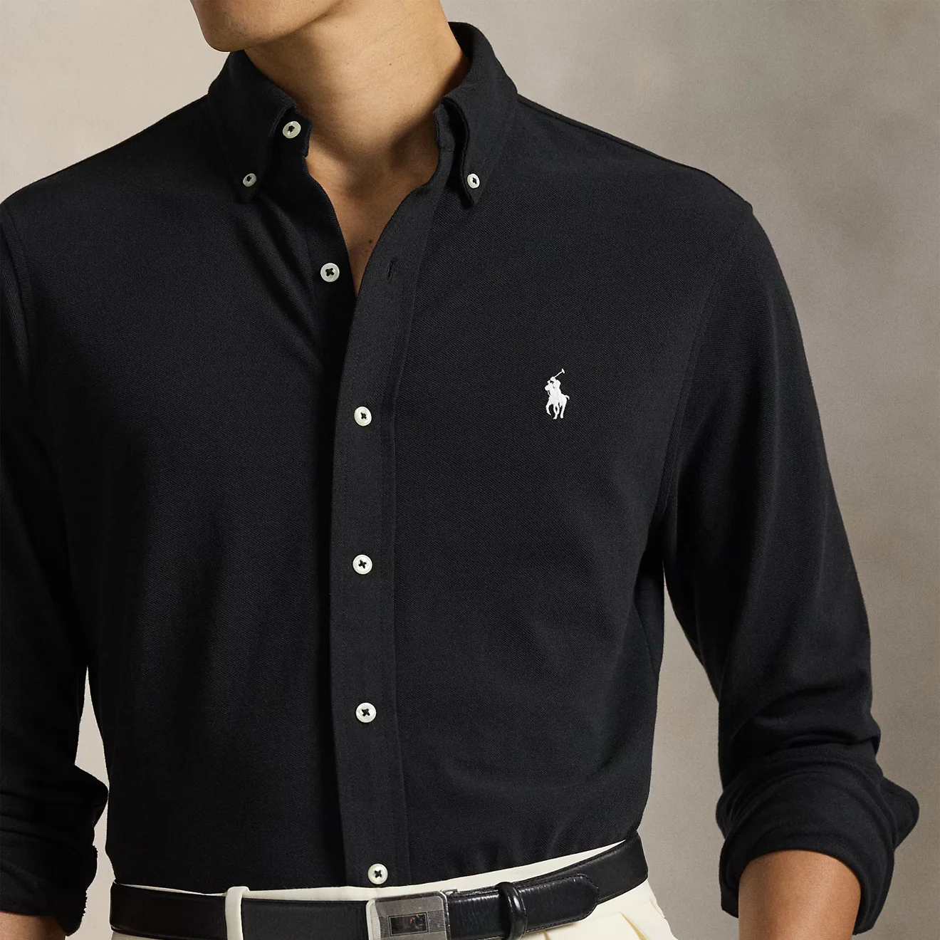 Polo Ralph Lauren Featherweight Mesh Shirt Polo Black - Image 4