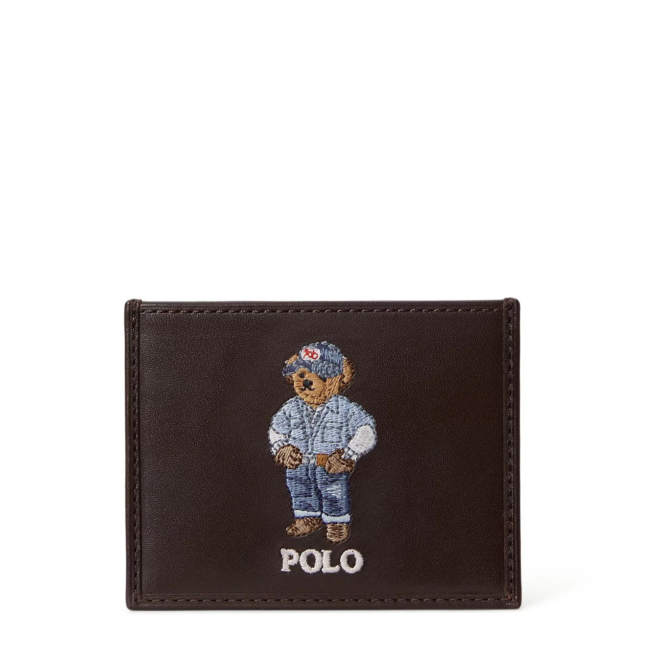 Polo Ralph Lauren Polo Bear Leather Card Case Dark Brown