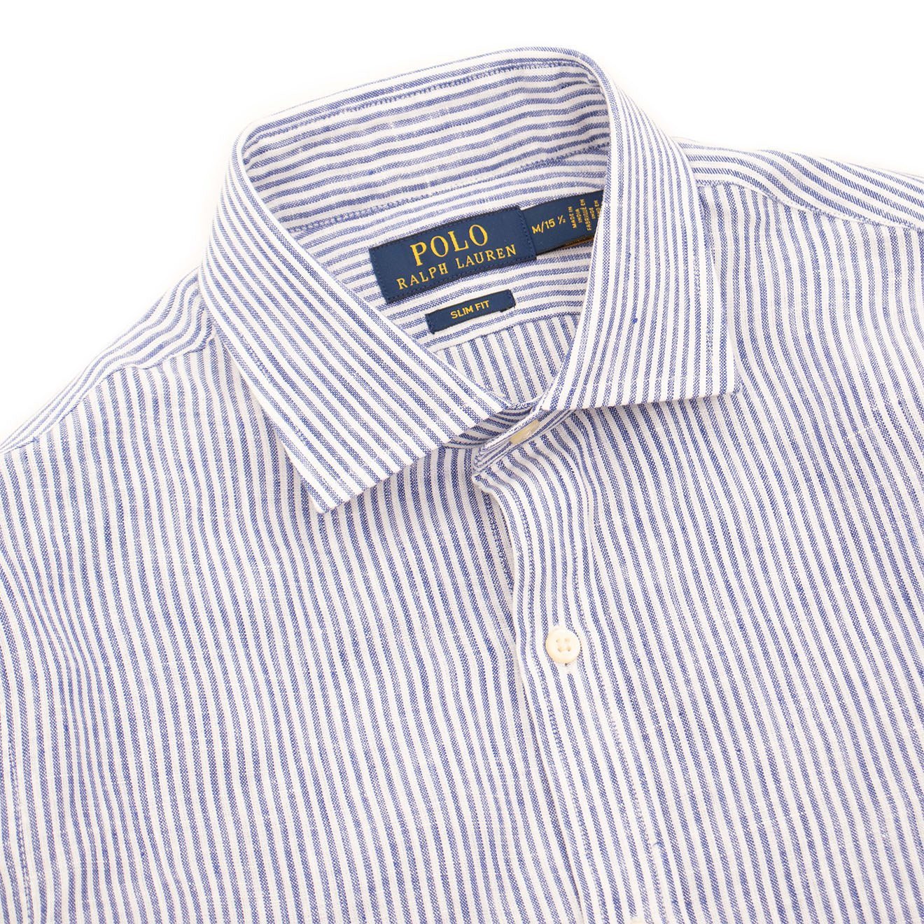 Polo Ralph Lauren Pony Embroidered Stripe Linen Shirt Royal White - Image 2