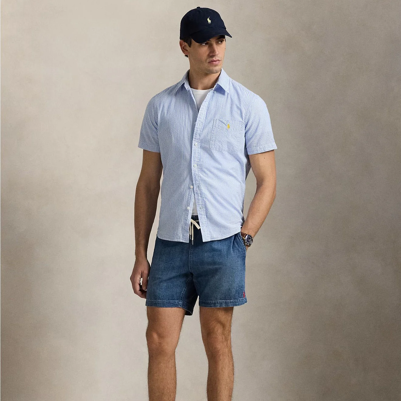Polo Ralph Lauren Short Sleeve Sport Shirt Custom Blue / White - Image 5