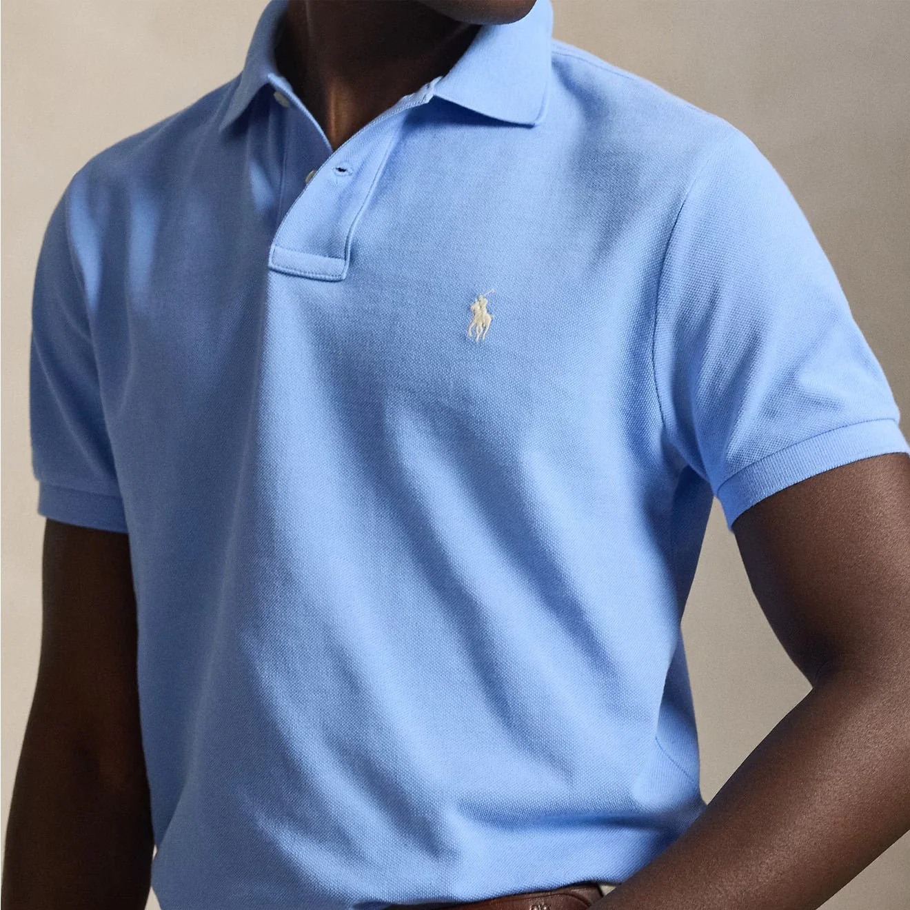 Polo Ralph Lauren The Iconic Mesh Polo Shirt Blue Lagoon - Image 4