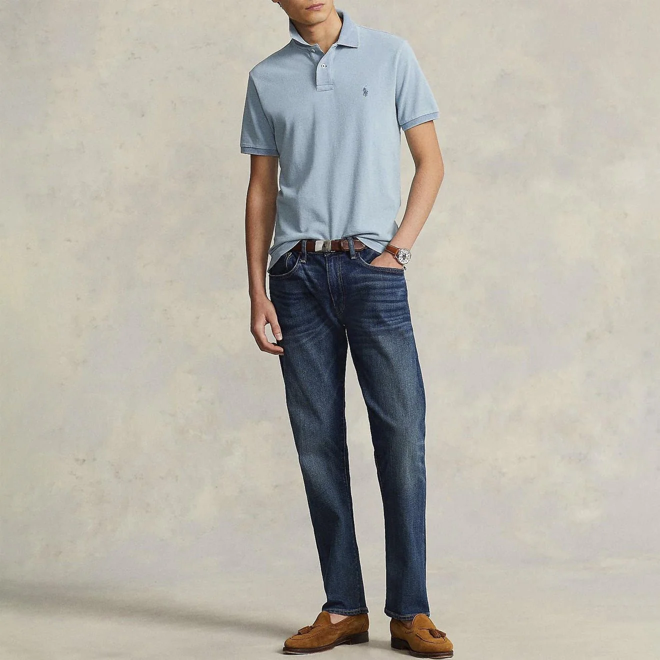 Polo Ralph Lauren The Iconic Mesh Polo Shirt Modern Blue Heather - Image 2
