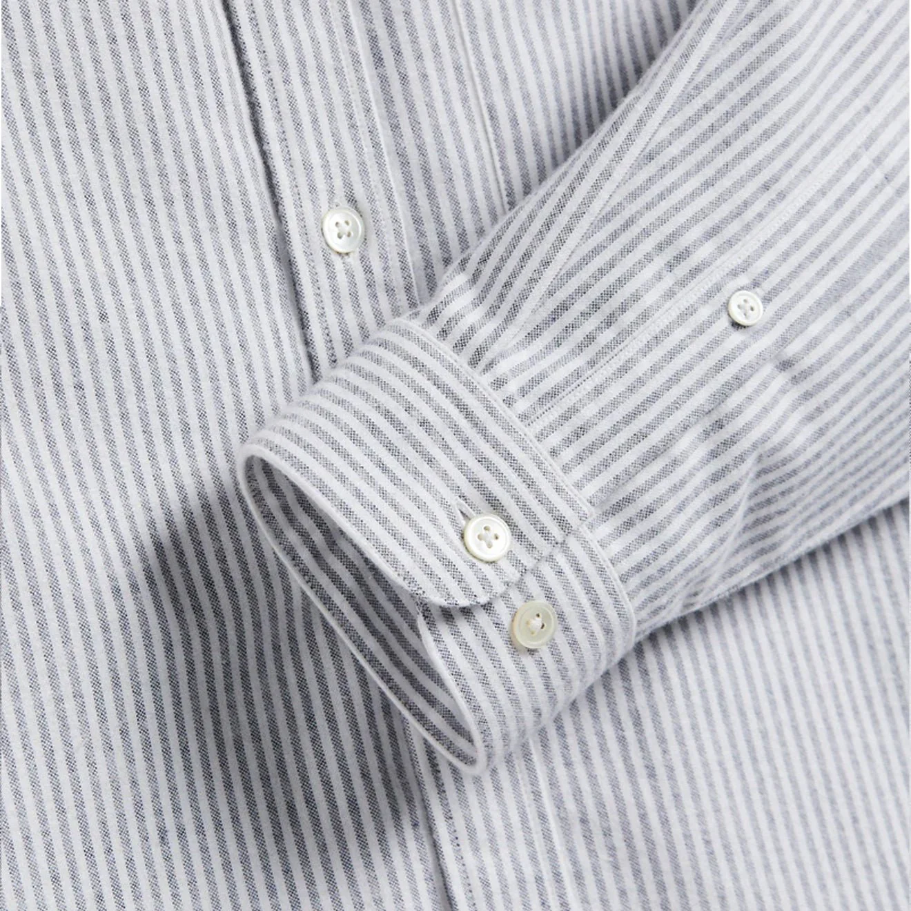 Portuguese Flannel Brushed Oxford Stripe Button Down Blue - Image 3