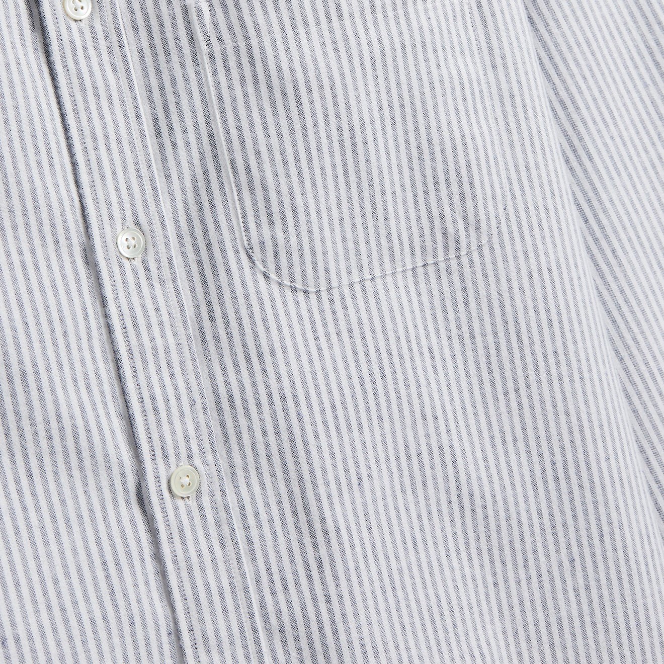 Portuguese Flannel Brushed Oxford Stripe Shirt Blue - Image 4