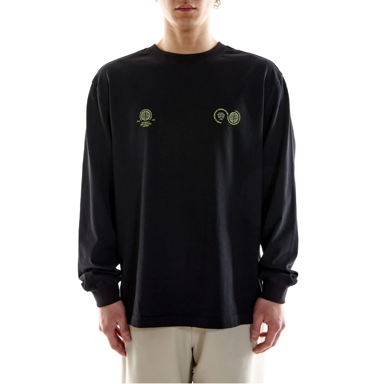 Purple Mountain Observatory Globe Logo L/S Tee Black - Image 2