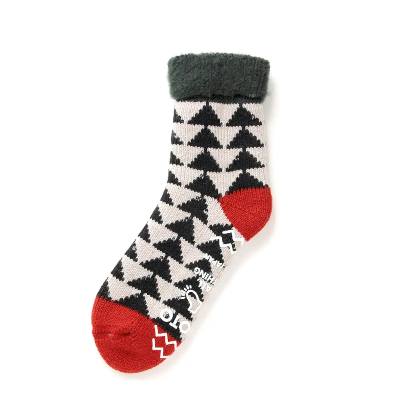 RoToTo Comfy Room Socks Sankaku Green / Black / Red