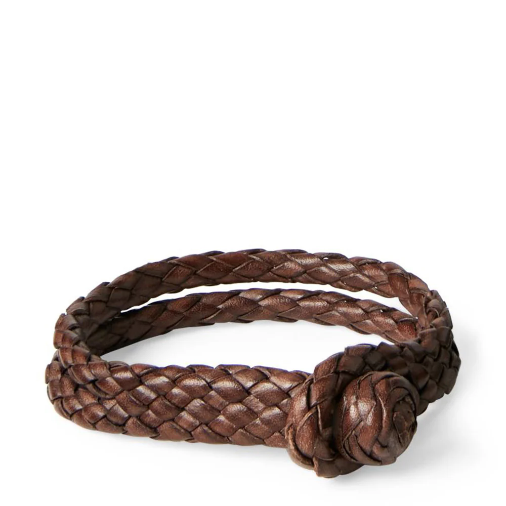 RRL by Ralph Lauren Braided Leather Cuff Bracelet Brown - Image 2