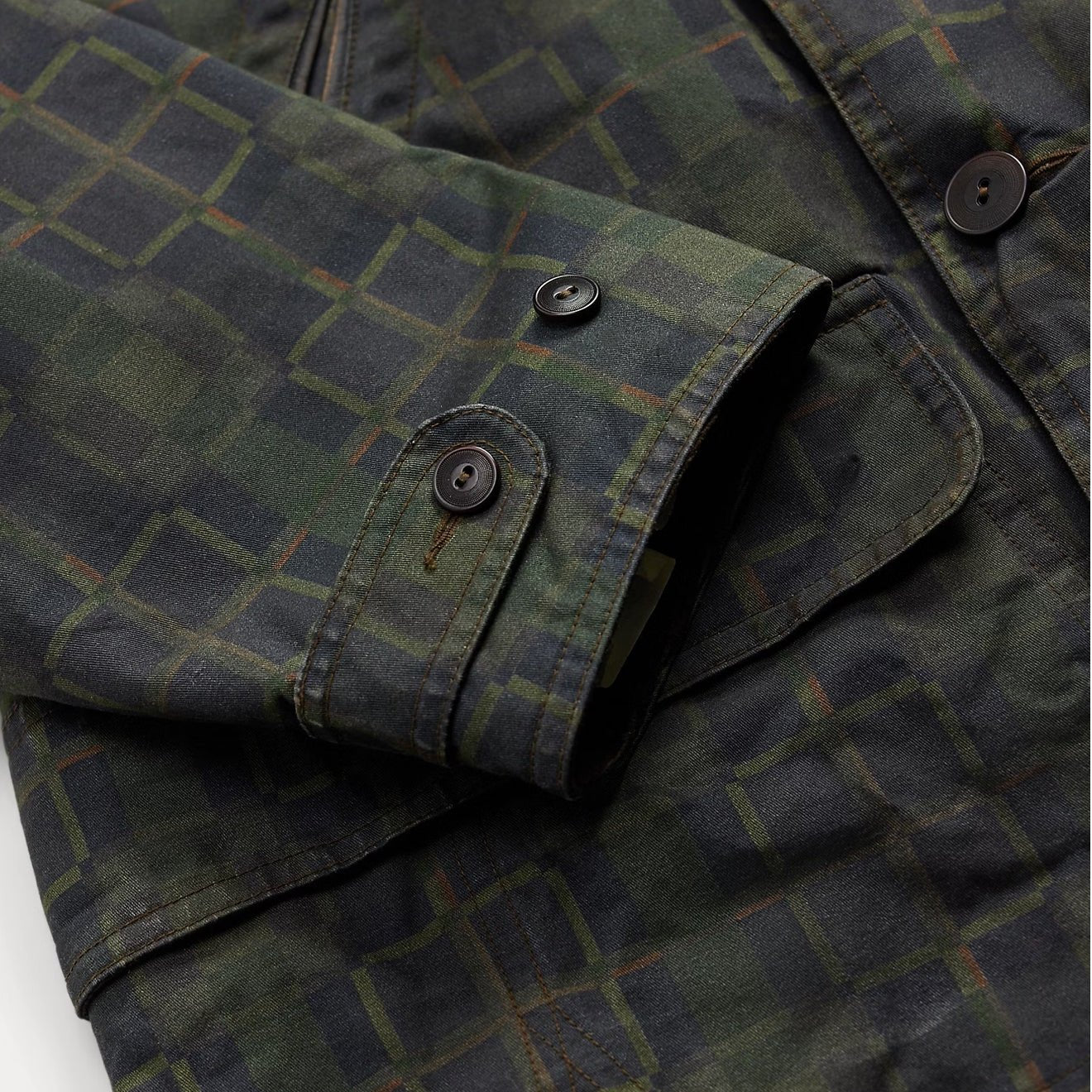 RRL By Ralph Lauren Check Print Oilcloth Jacket Navy Multi Plaid - Image 4