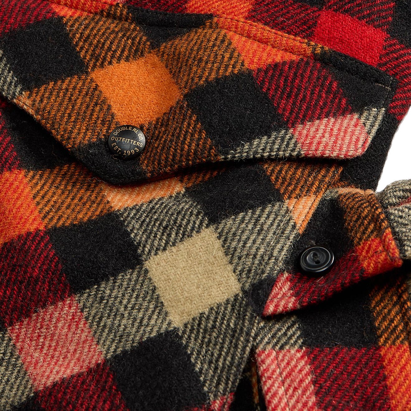 RRL by Ralph Lauren Checked Wool Overshirt Red / Orange Multi - Image 5