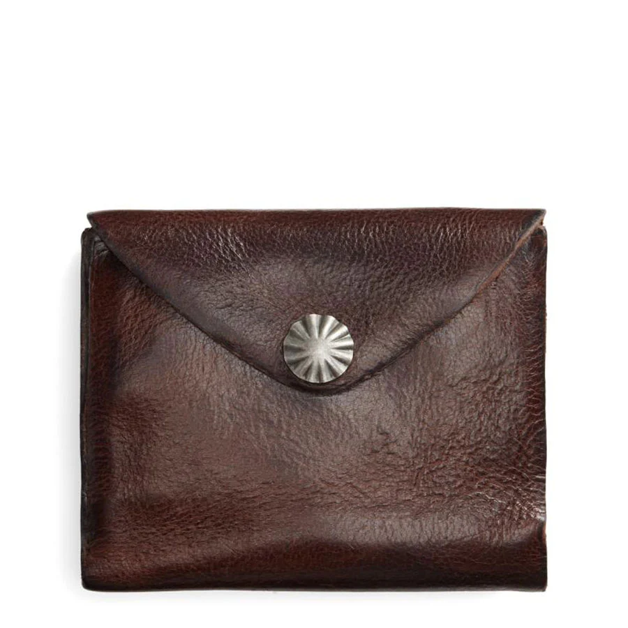 RRL by Ralph Lauren Concho Leather Envelope Wallet Dark Brown