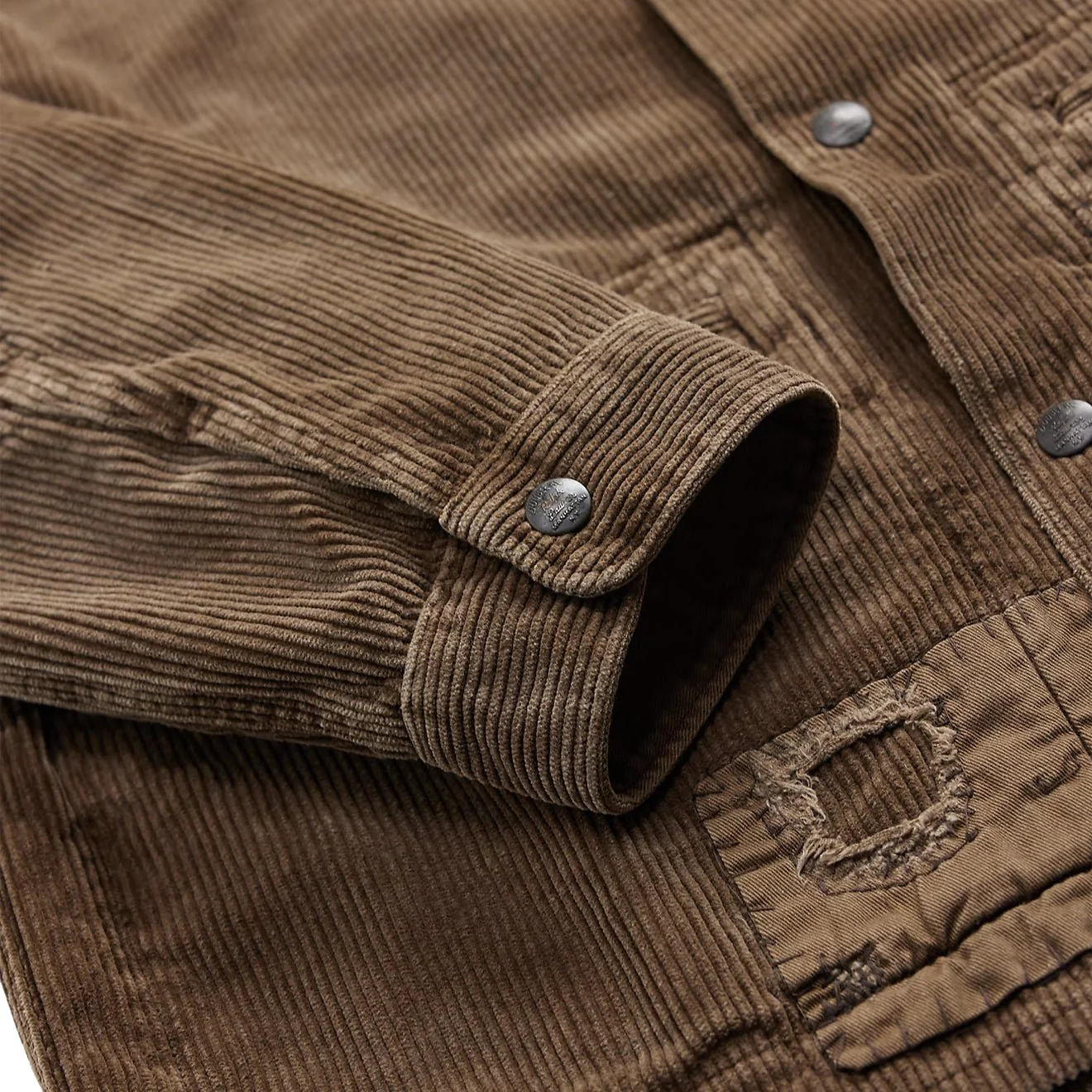 RRL By Ralph Lauren Corduroy Overshirt Repaired Brown - Image 4