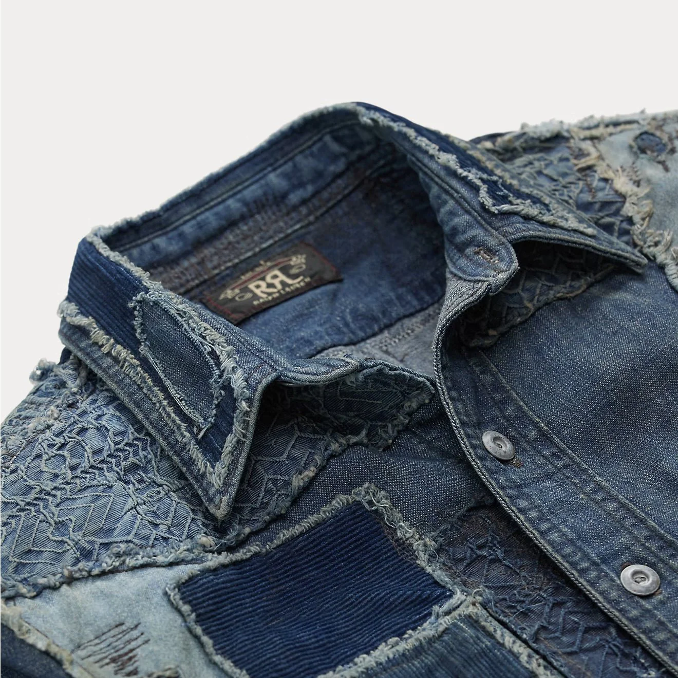 RRL By Ralph Lauren Denim Patchwork Shirt  Indigo - Image 3