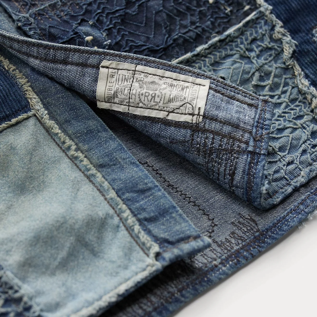 RRL By Ralph Lauren Denim Patchwork Shirt  Indigo - Image 4