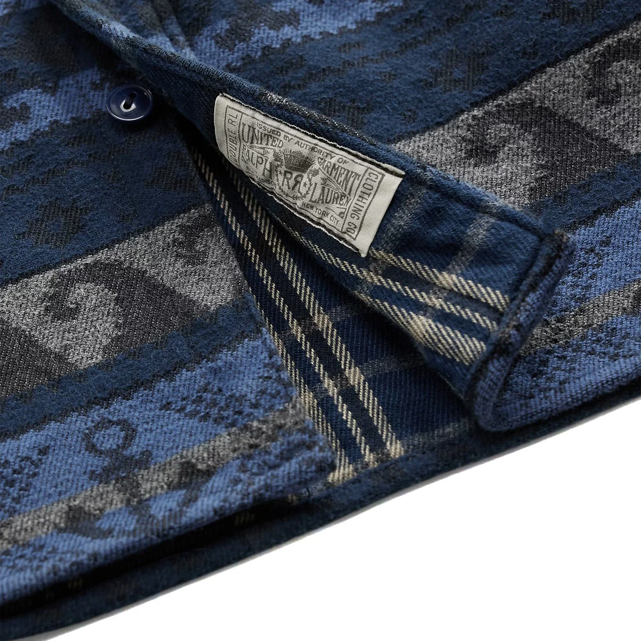 RRL By Ralph Lauren Double-Faced Jacquard Workshirt Rl-756 Navy Multi - Image 4