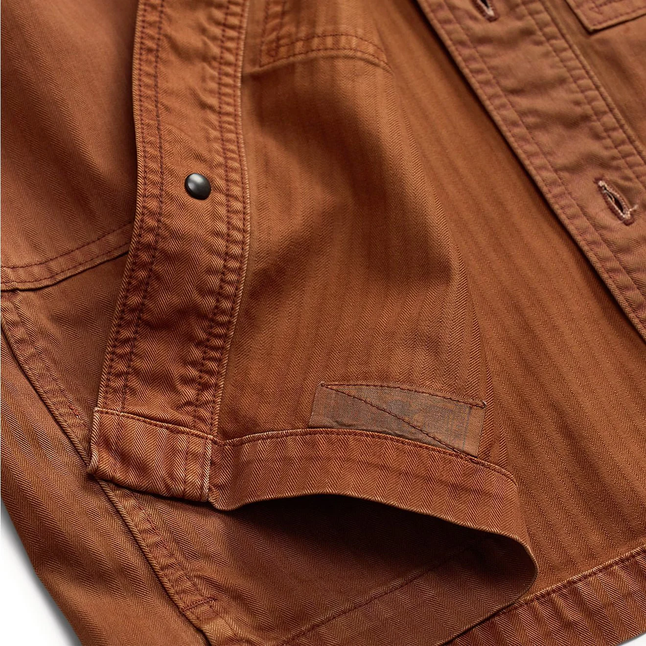 RRL By Ralph Lauren Embroidered Herringbone Twill Overshirt Brick - Image 3