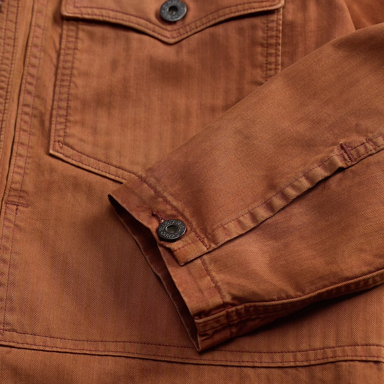 RRL By Ralph Lauren Embroidered Herringbone Twill Overshirt Brick - Image 4