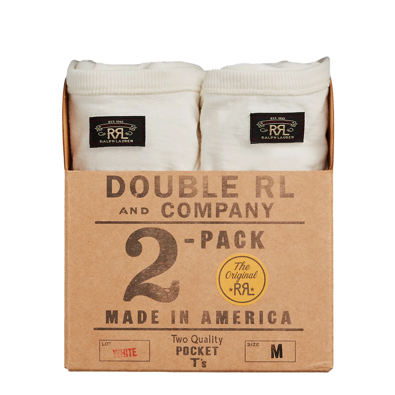 RRL by Ralph Lauren Garment-Dyed Pocket T-Shirt Two-Pack Warm White - Image 3