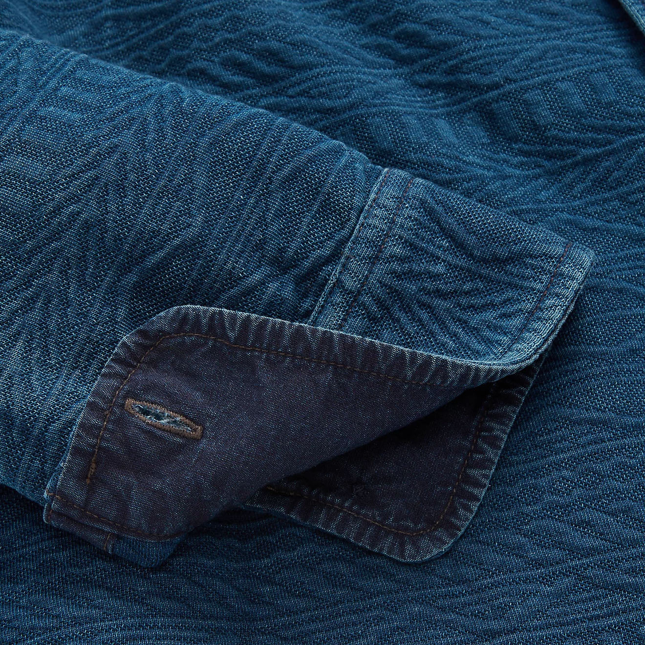 RRL by Ralph Lauren Guernsey-Patterned Jacquard Workshirt Indigo - Image 3