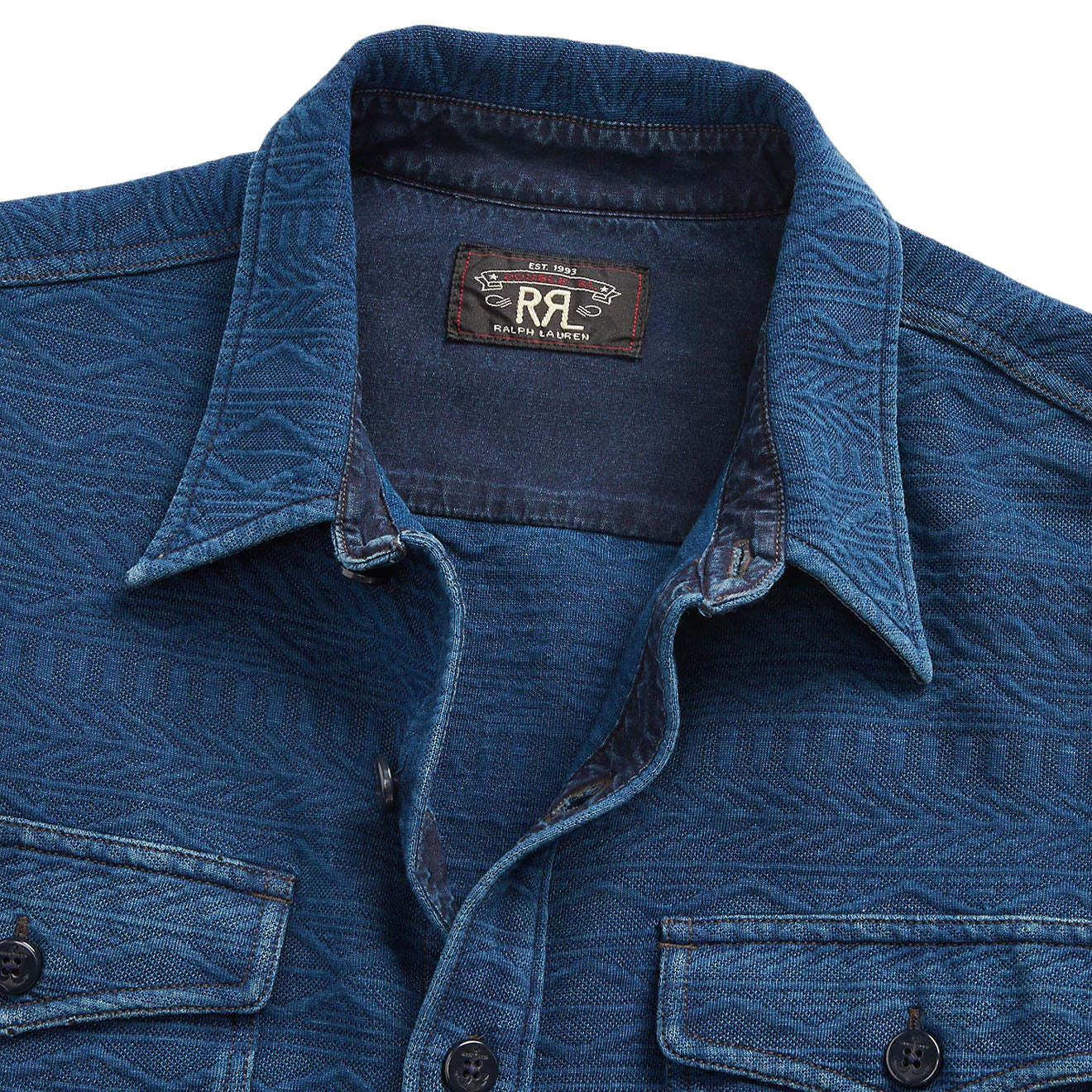 RRL by Ralph Lauren Guernsey-Patterned Jacquard Workshirt Indigo - Image 4