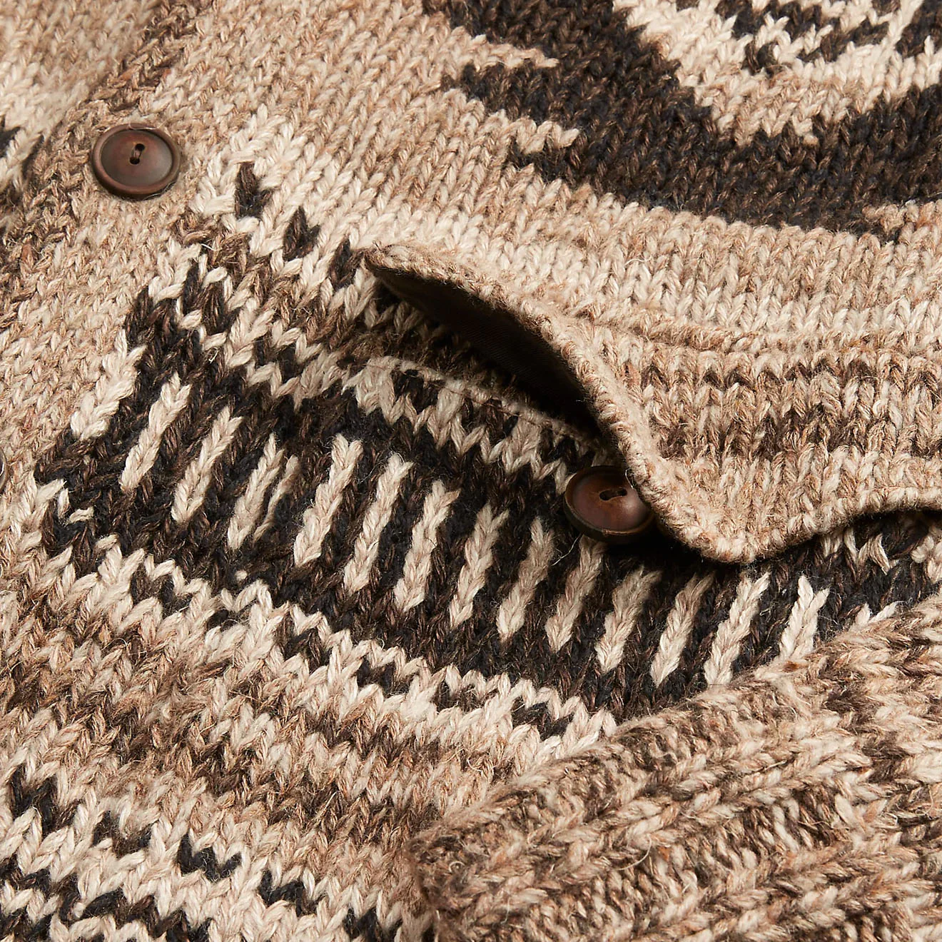 RRL by Ralph Lauren Hand-Knit Linen-Blend Cardigan Brown Tan Multi - Image 3