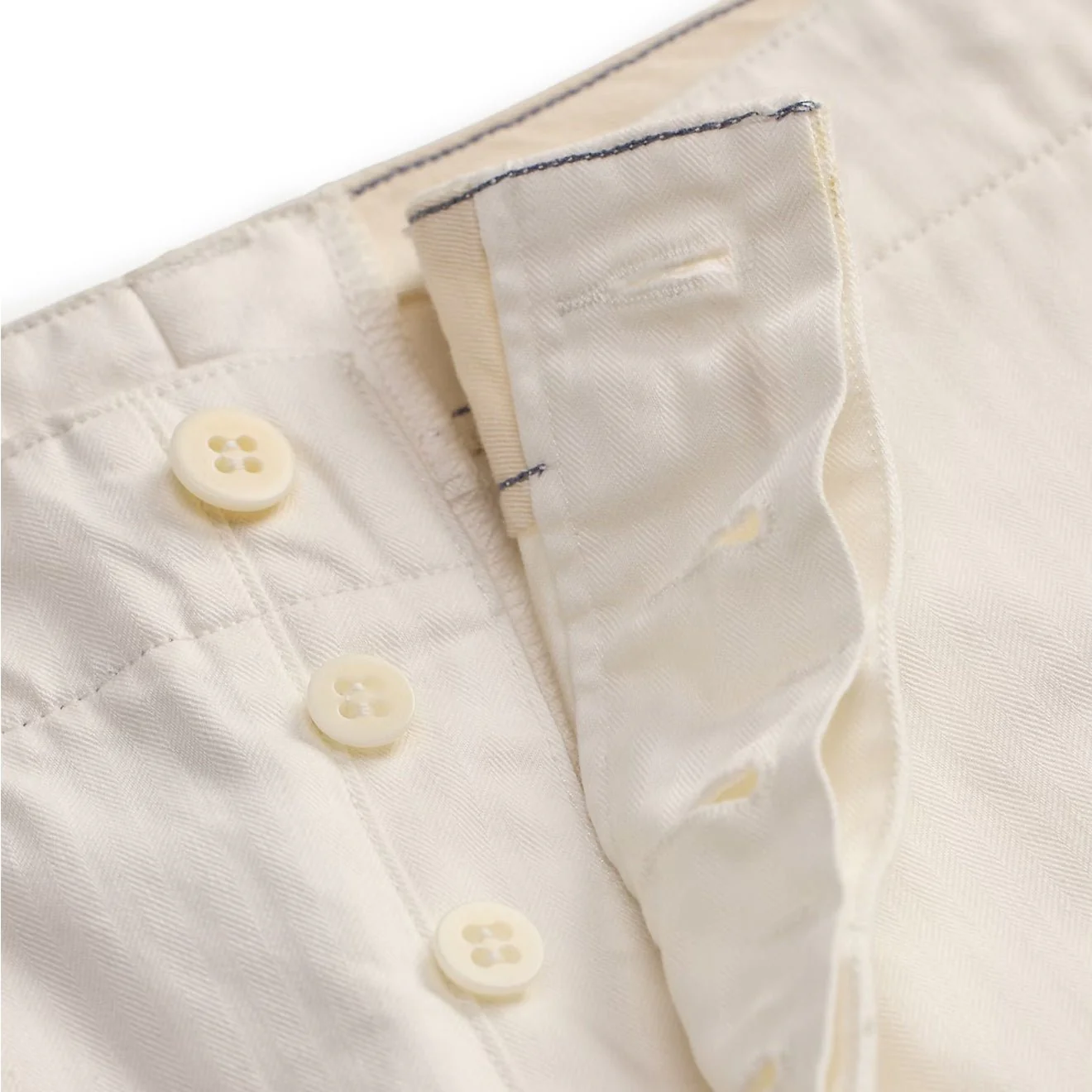 RRL By Ralph Lauren Herringbone Twill Officer's Shorts Antique White - Image 3