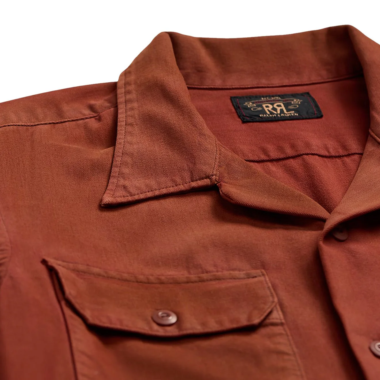 RRL By Ralph Lauren Holmes Camp Long Sleeve Sport Shirt Brick - Image 3