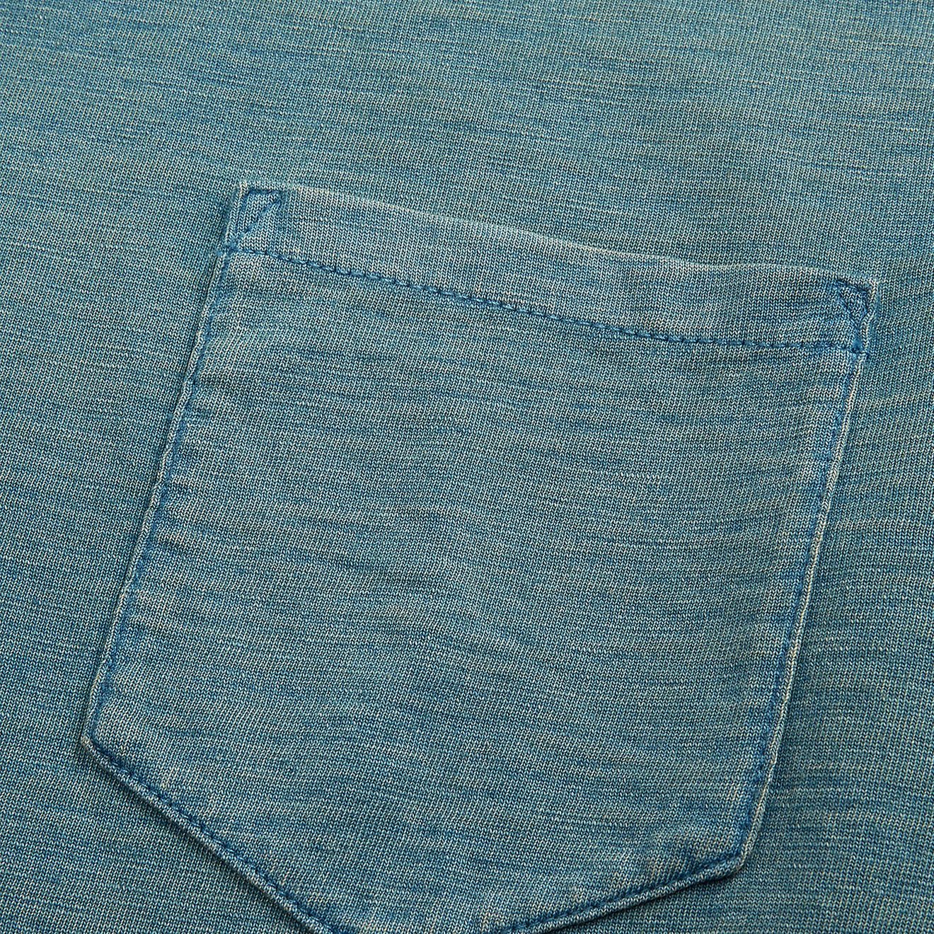 RRL by Ralph Lauren Indigo Jersey Pocket T-Shirt Washed Blue Indigo - Image 3