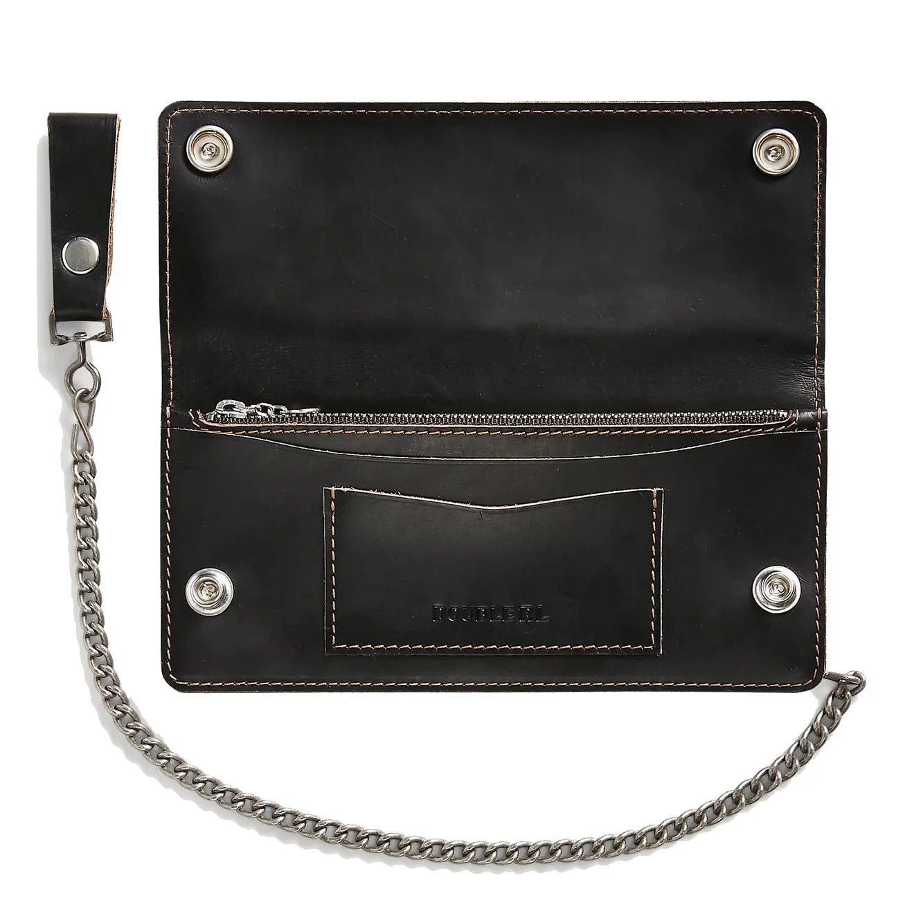 RRL by Ralph Lauren Leather Chain Wallet Black Over Brown - Image 2