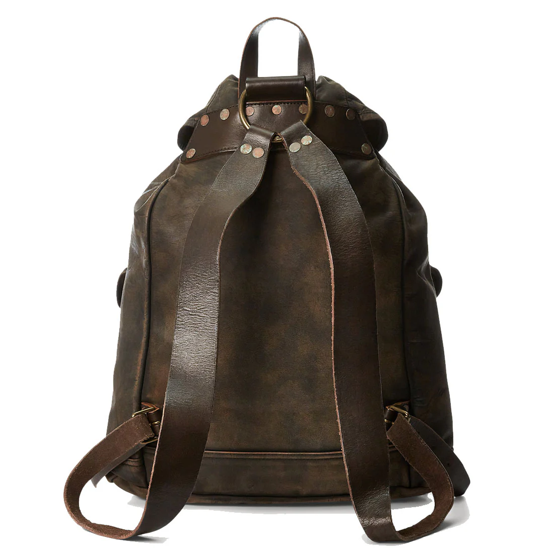RRL by Ralph Lauren Leather Rucksack Black Over Brown - Image 3
