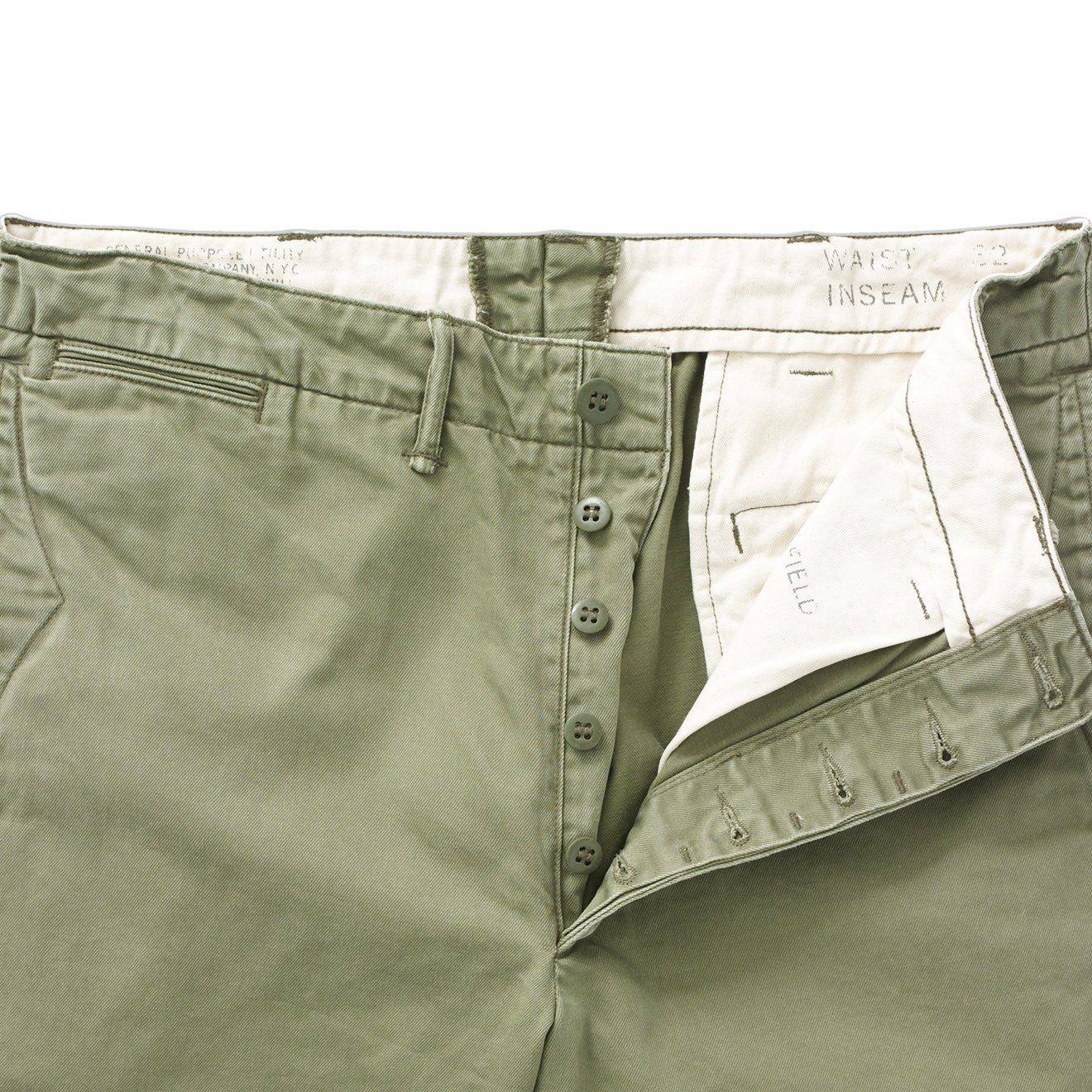 RRL by Ralph Lauren Officers Flat Pant Chino Olive - Image 3