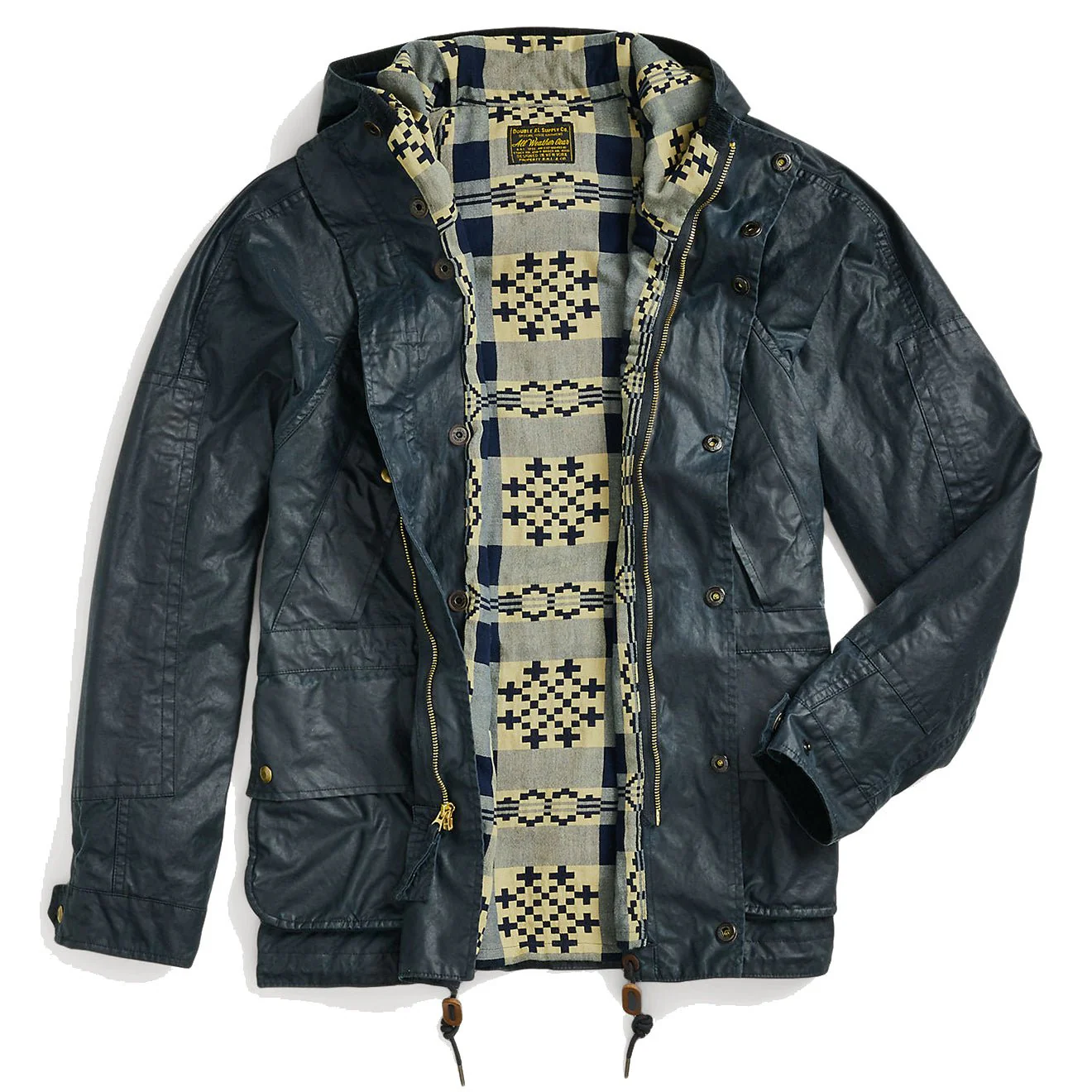 RRL by Ralph Lauren Oilcloth Hooded Jacket Vintage Navy - Image 3