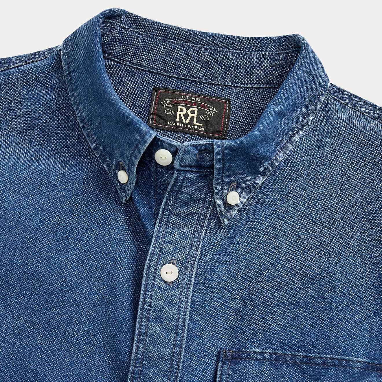 RRL By Ralph Lauren Oxford Workshirt Shirt Indigo - Image 3
