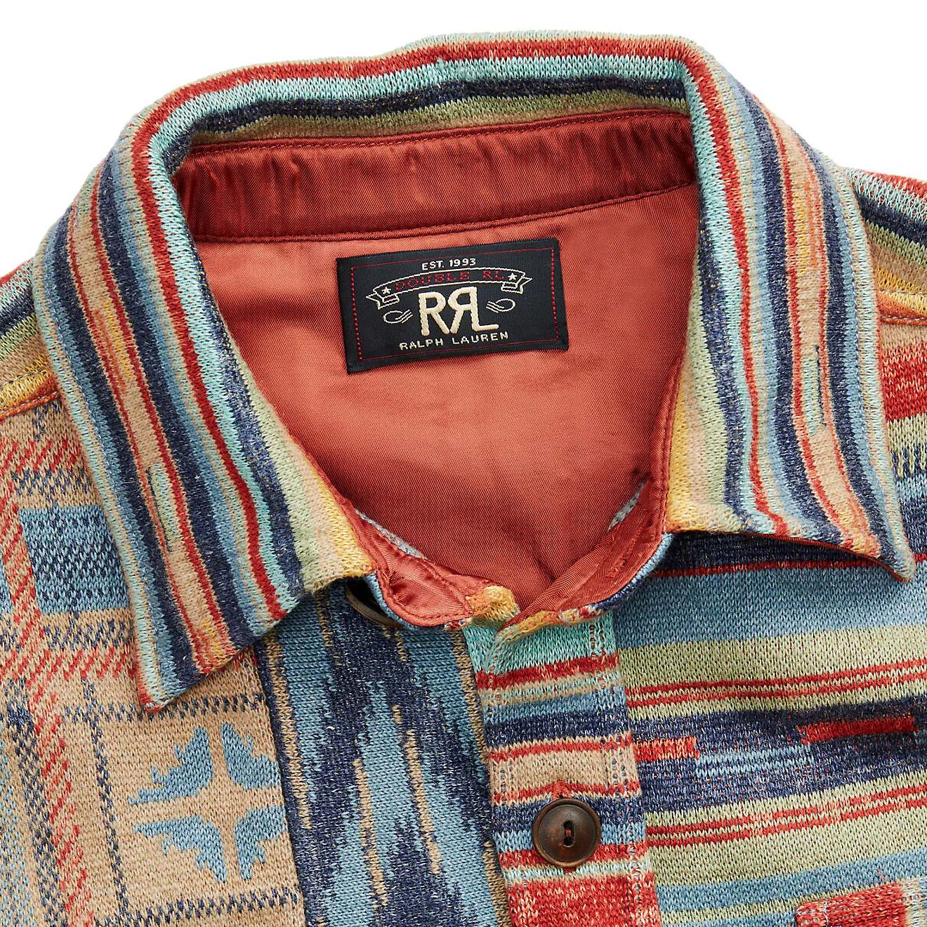 RRL by Ralph Lauren Patchwork Workshirt Jumper Rust Multi - Image 3