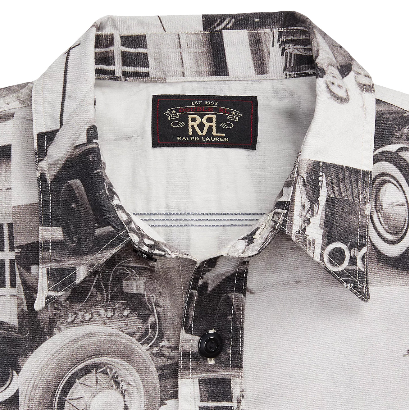 RRL by Ralph Lauren Photo-Print Twill Workshirt Black/White - Image 5