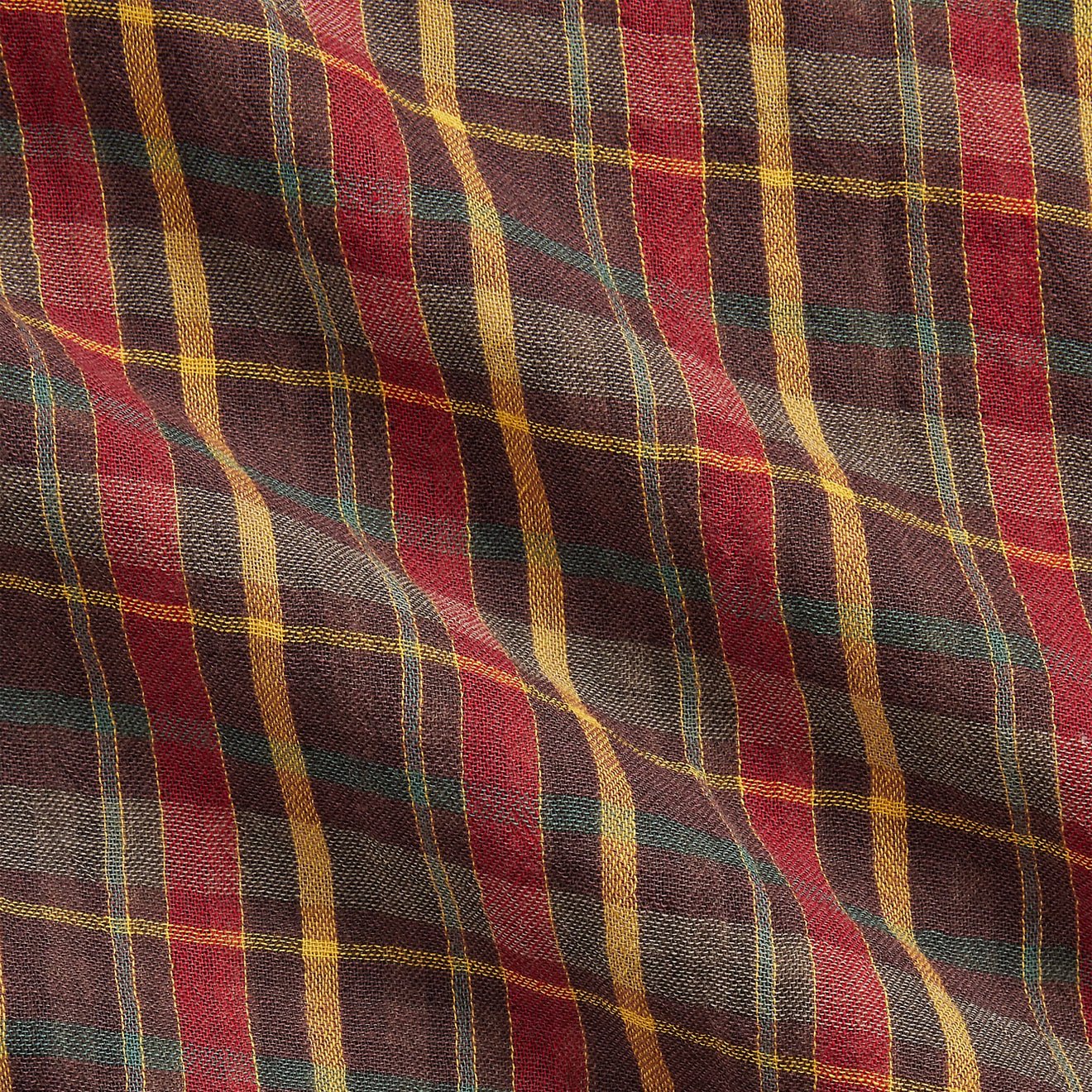 RRL By Ralph Lauren Plaid Double Faced Cotton Scarf Brown Plaid / Grey Checker - Image 5