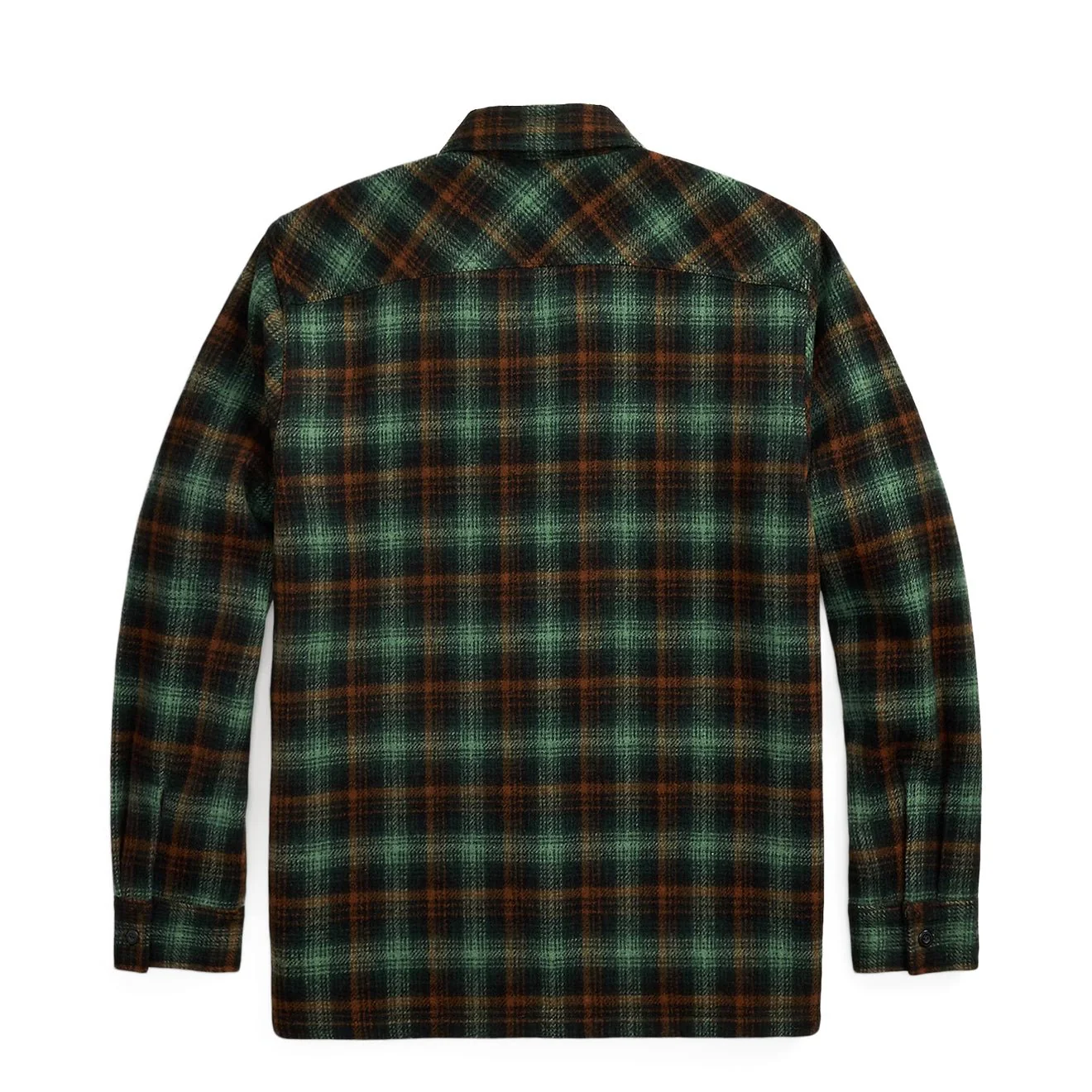RRL By Ralph Lauren Plaid Wool Twill Overshirt Rl-772 Green Multi - Image 2